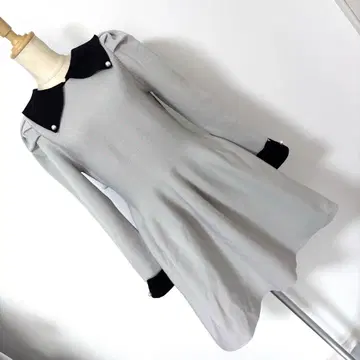 클리어 펄 옷깃 페플럼 니트 튜닉 상의 k