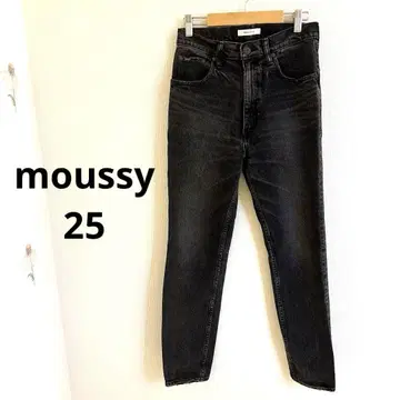 moussy 25 블랙 데님 스키니 스트레치 소가죽 마우지 M