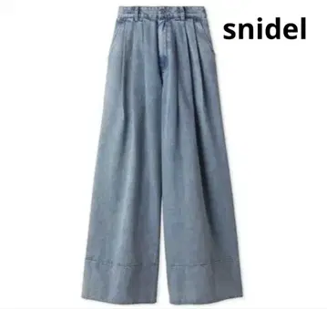 스나이델 와이드 데님 팬츠 라이트 블루 데님 와이드 팬츠