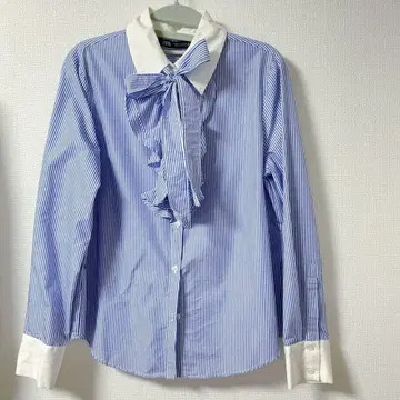 ZARA 리본 포함 스트라이프 긴팔 셔츠
