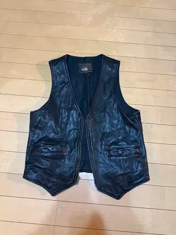 Vanson Leathers 블랙 가죽 베스트 38 반손