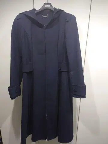 Rene 르네 네이비 후드 부착 롱 코트 수험