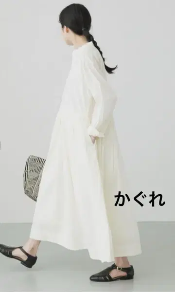 카구레 코튼 개더 셔츠 원피스