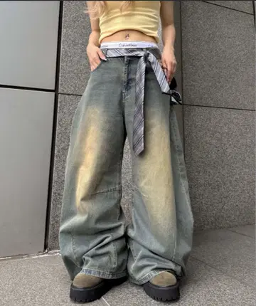 sedacle 와이드 커브 컬러 데님 인디고 블루 small 사이즈
