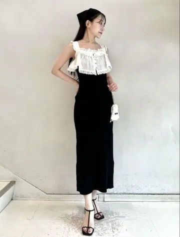 SNIDEL 레이스 도킹 니트 원피스