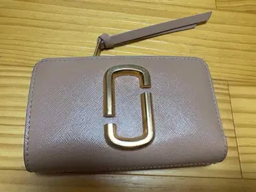 마크제이콥스 핑크 베이지 접이식 지갑 골드 로고