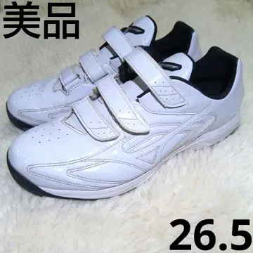 새상품급 Mizuno 야구 트레이닝 슈즈 화이트 벨크로식 26.5