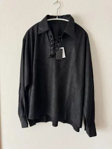 HARE 블랙 레이스업 셔츠