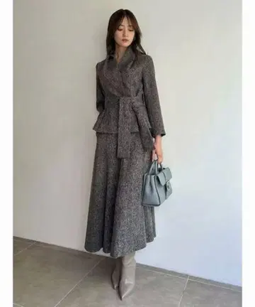 SNIDEL 드레이프 칼라 상의 자켓 셋업 스커트