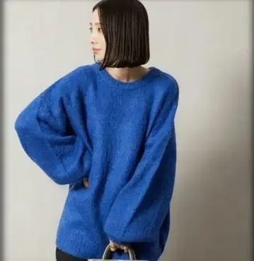 프릭스스토어 샤기 니트 크루넥 파랑