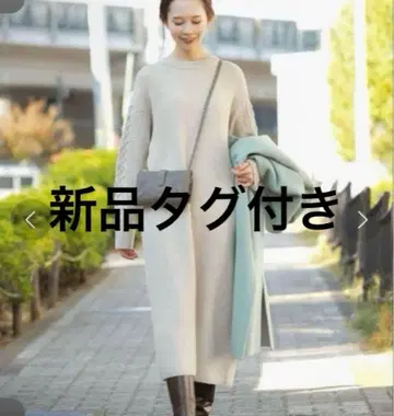 케이블 슬리브 니트 원피스