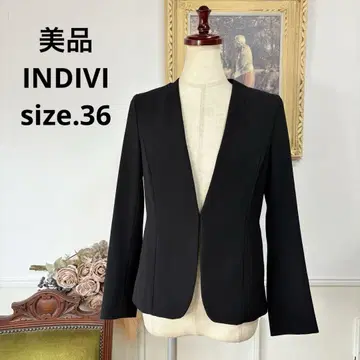 새상품급 indivi 블랙 노카라 자켓