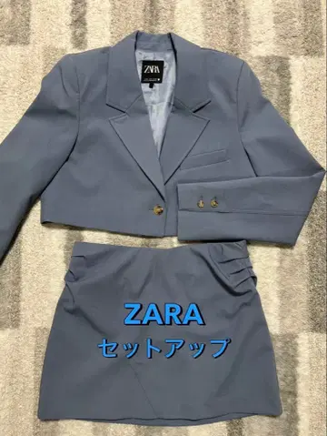 ZARA 자켓 미니 스커트 셋업 테일러드 블루