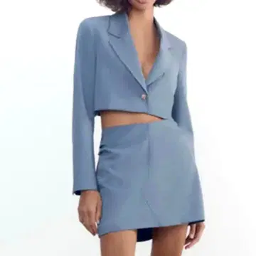 ZARA 자켓 미니 스커트 셋업 테일러드 블루