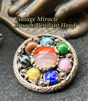 빈티지 Miracle 유리 스톤 브로치 펜던트 헤드