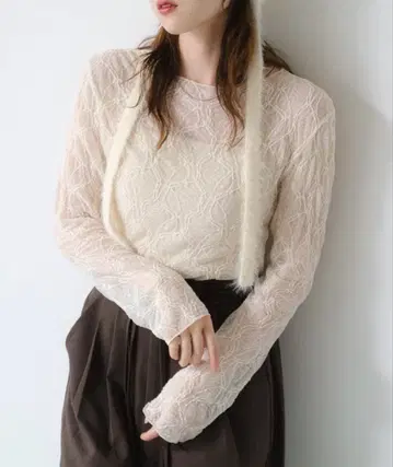 kastane 2025AW 레이스 시어 풀오버 아이보리