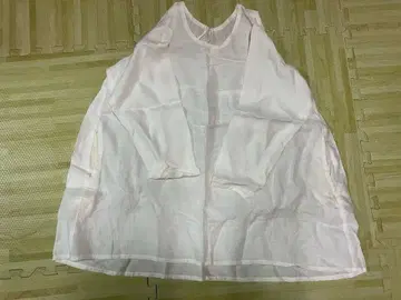 여성용 카이세이도 린넨 화이트 반소매 셔츠