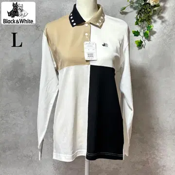 [ 새상품 ] Black & White 긴팔 피케 셔츠 골프웨어 자수 L