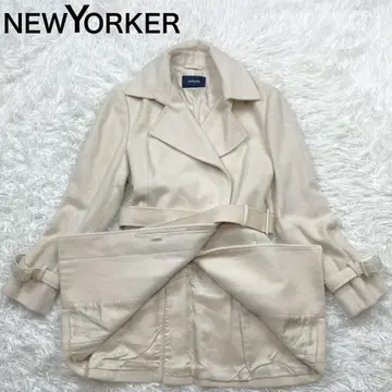 뉴요커 캐시미어 울 벨티드 코트 9 M 여성용 화이트