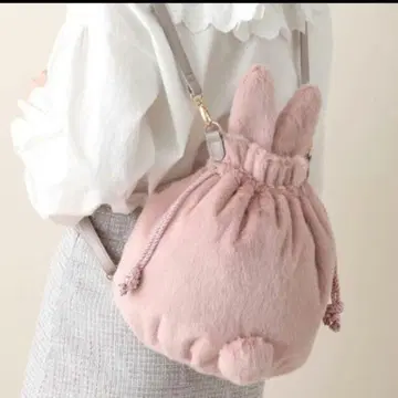 토끼형 퍼 백팩 핑크 허니살롱 지뢰계