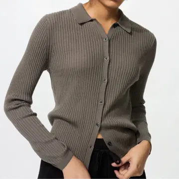 UNIQLO 메리노 블렌드 리브 폴로 가디건