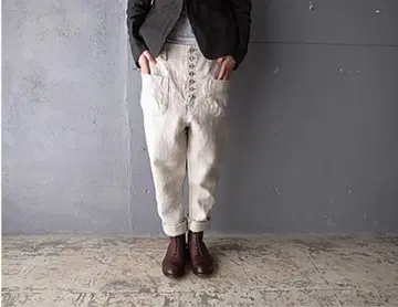 GASA* Que? 린넨 크로치 팬츠 브라운 사이즈 4 (unisex)