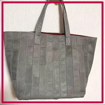 천연 가죽 그레이 패치워크 토트백