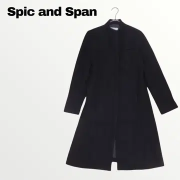 [ 스픽 앤 스팬 ] 울 스탠드 카라 코트 롱 기장 블랙