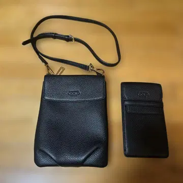 COCOCELUXGOLD 숄더&휴대폰 케이스 2점 가죽 블랙 새상품