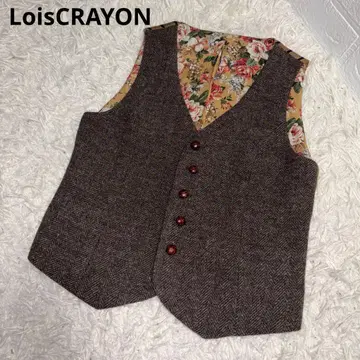 [새상품급] LoisCRAYON 로이스크레용 울 꽃무늬 자수 베스트