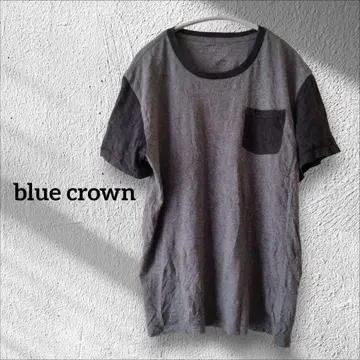 1점 한정 blue crown 그레이 T셔츠 반팔 상의 포켓 부착