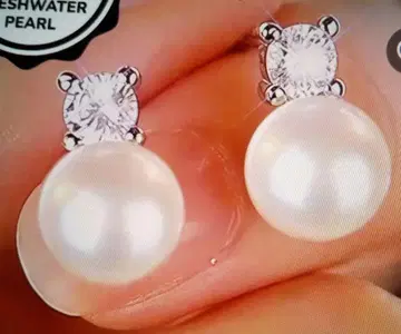 담수 화이트 펄 귀걸이 약 10mm