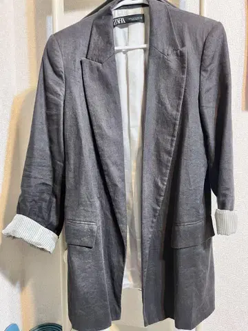ZARA 그레이 린넨 테일러드 자켓