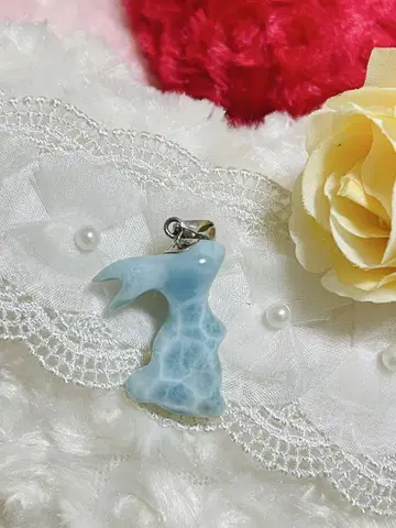 토끼형 라리마 펜던트 스카이블루 약 4.5cm