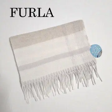 FURLA (훌라) 워셔블 울 머플러 화이트 브라운 계열 라메