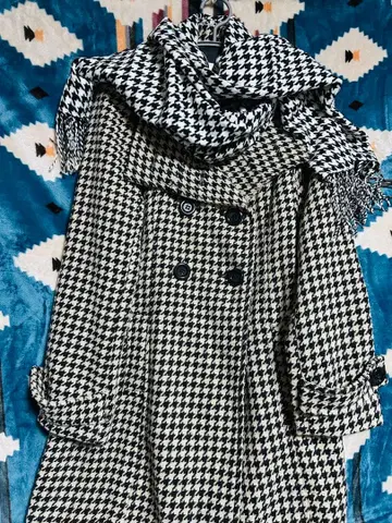[새상품급] 하운드투스 체크 코트 하운드투스 체크 숄 세트