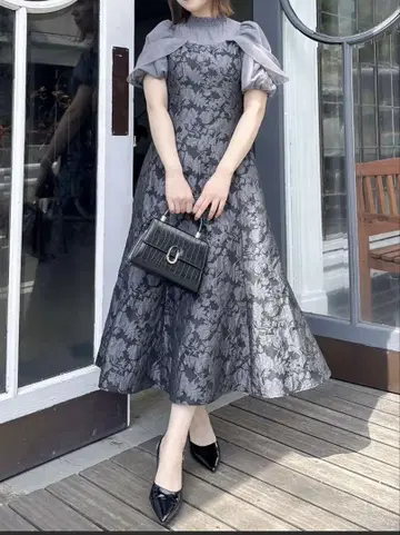 dazzlin 시어 베일 자카드 원피스 M 블랙