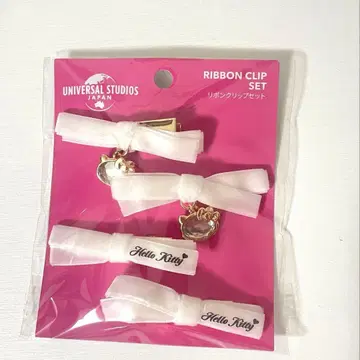USJ 헬로키티 리본 클립 세트 화이트