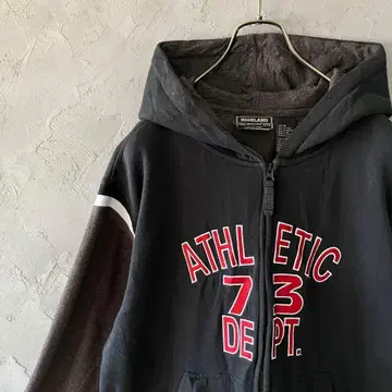 빈티지 후드티 풀 집업 자수 로고 멀티 컬러 속기모 M IW8