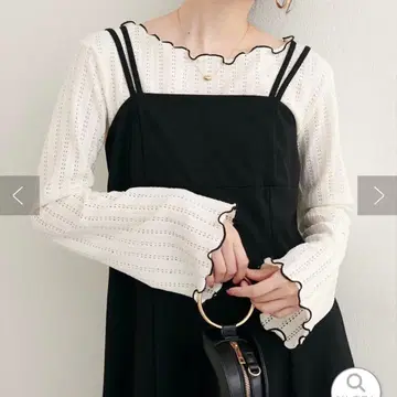 natural couture 시스루 티셔츠 배색 TOPS 아이보리