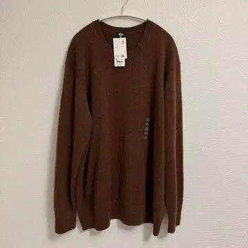 유니클로 캐시미어 크루넥 스웨터 3XL 브라운