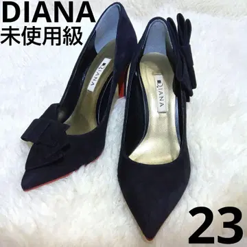 [ 미사용급 ] DIANA 다이애나 펌프스 레드 밑창 스웨이드 리본 블랙