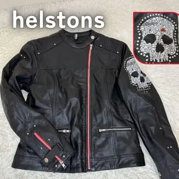 helstons 헬스톤 풀 그레인 레더 바이크 레더 자켓 천연 가죽 블랙