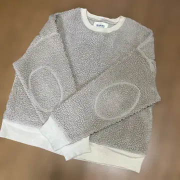 BEAMS BOY 보아 플리스 엘보우 패치 크루 티셔츠 베이지