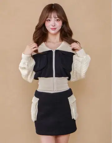 Darich 니트 콤비 맨투맨 셋업 블랙
