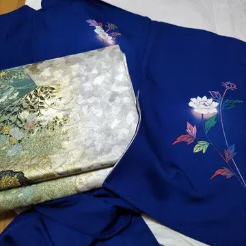 미사용 순수 실크 호몬기 및 후쿠로 오비 7