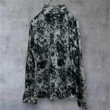 CIVARIZE 시버라이즈 입체 꽃무늬 자카드 롱 셔츠 44