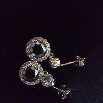 실버 925 블랙 타원형 2ct 모이사나이트 귀걸이