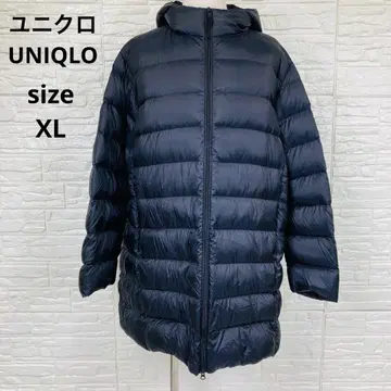 유니클로 울트라 라이트 다운 후드 부착 코트 블랙 XL