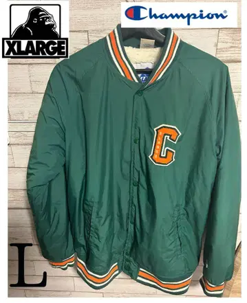 Champion XLARGE 콜라보 그린 바시티 자켓 L